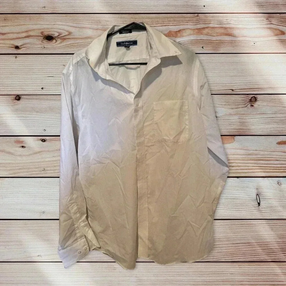 CROFT AND BARROW SIZE 34/35 WHITE BUTTIN DOWN WRINKLE RESISTANCE DRESS SHIRT - Picture 1 of 2